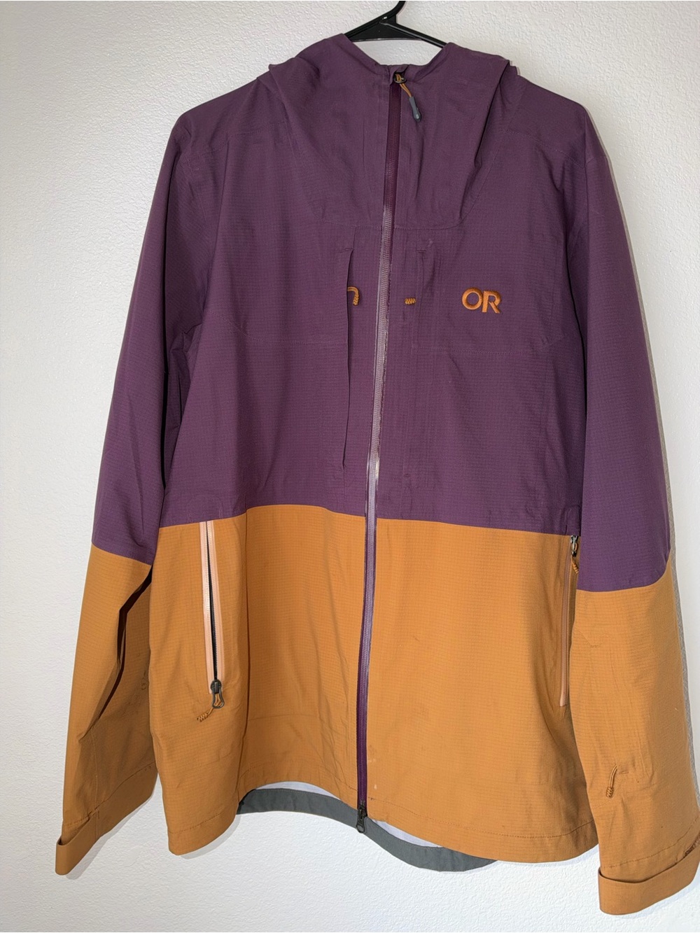 Outdoor Research Two-Tone Hooded Shell Jacket - Plum & Mustard